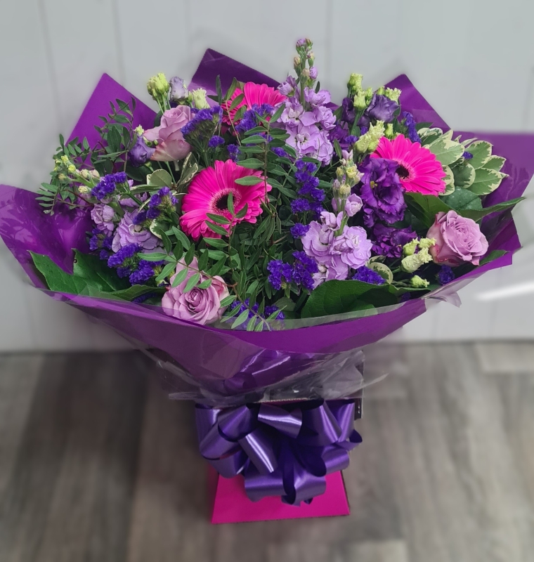 Valentines Flowers in Pink & Purple